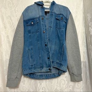 West Forty Nine Denim Grey Fleece Contrast Jacket